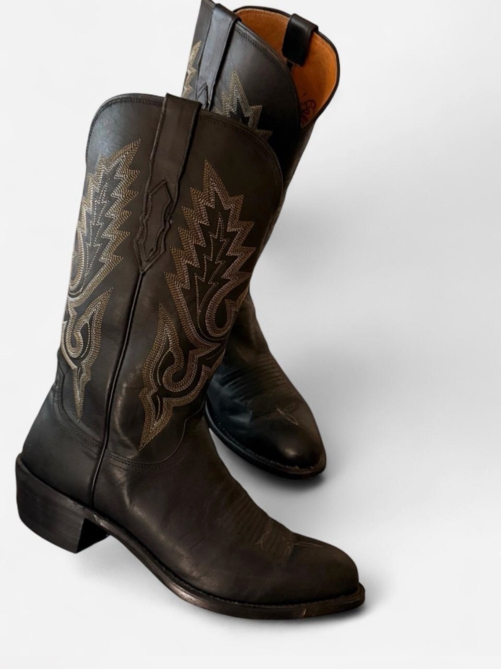 Lucchese black Western Cowboy Boots - Men size 10